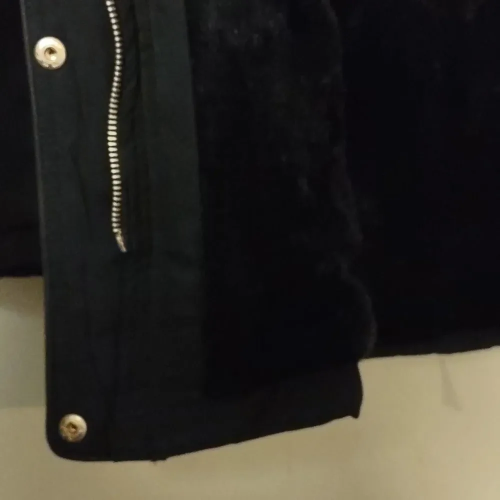 LeeHanton Three Quarter Length Military Style Parka Jacket Black XL